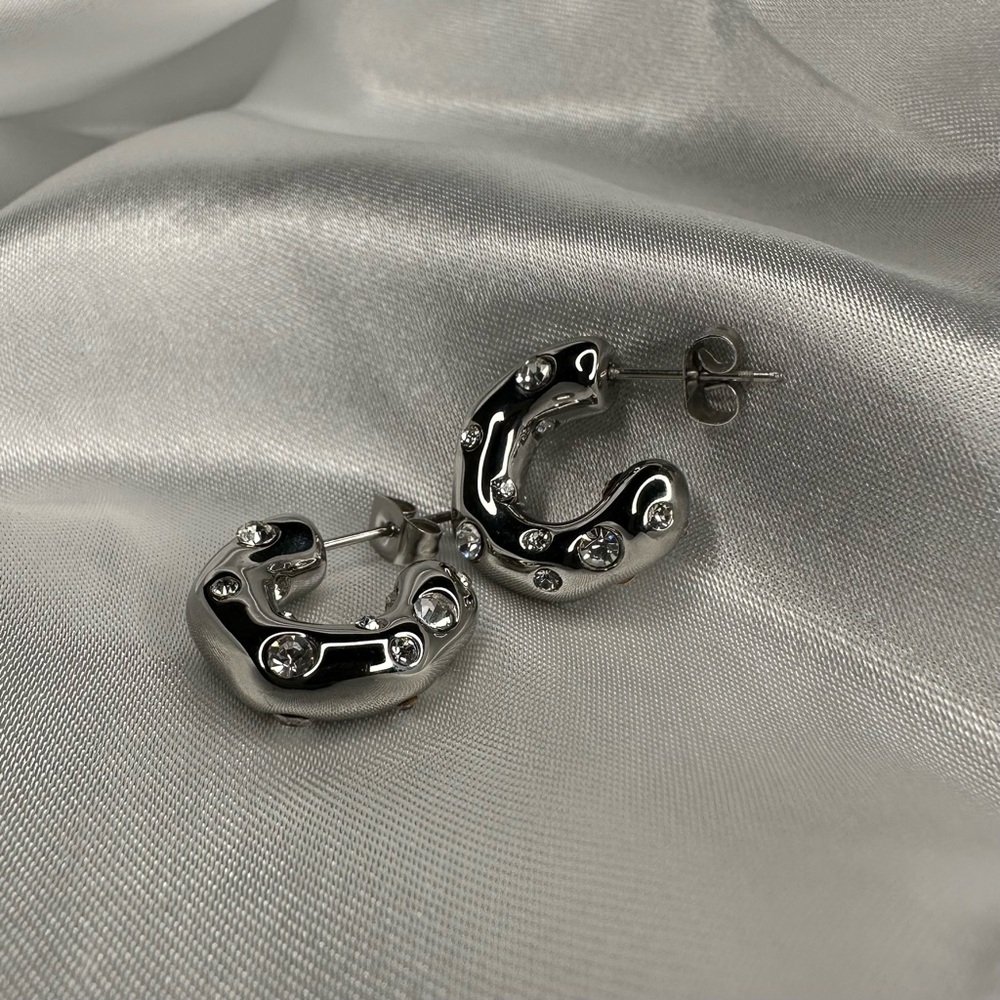 Gem Decor Cuff Mini Hoops